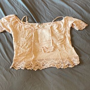 Light pink off the shoulder crop top size small